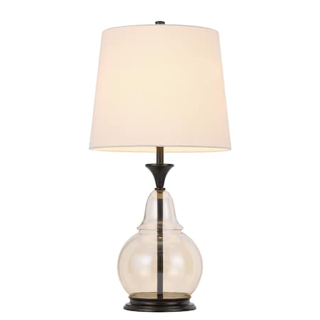 Homeroots 28" Clear Metal Table Lamp With White Empire Shade 524721