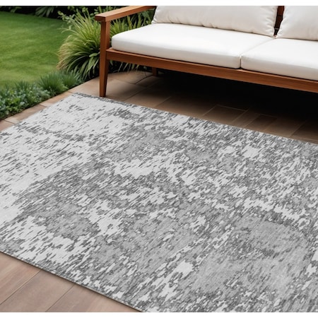 Homeroots 9' X 12' Gray And Ivory Abstract Washable Indoor Outdoor Area Rug 612747