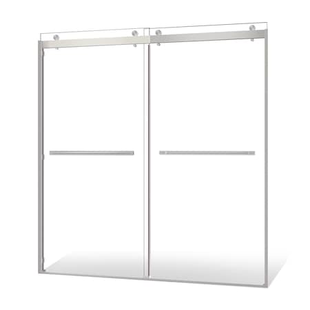 Fab Glass And Mirror Double Sliding Shower Door Portofino Series | Tub Shower Door Tempered Glass with Chrome Finish SHPR60X74CH