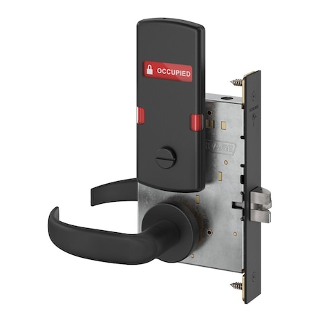 Schlage Grade 1 Privacy with Coin Turn Mortise Lock, 17 Lever, A Rose, Exterior Indicator Displays inVacant L9044 17A 622 OS-OCC