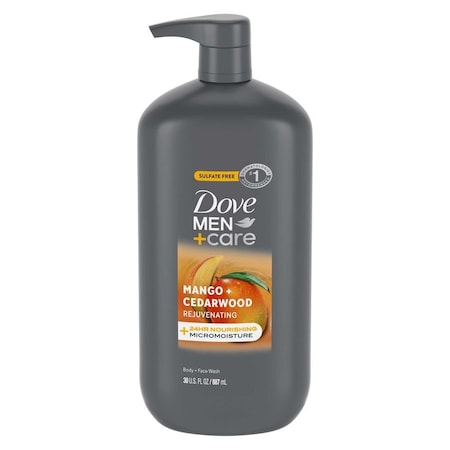 Dove Men+Care Mango Plus Cedarwood Rejuvenating Body and Face Wash, 30 Ounce, 4PK 64408093