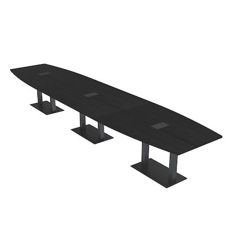 Skutchi Designs Boat Conference Table With Power, 48 in W, 216 in L, Black HAR-BOT-48x216-DOU.BK-U999ST19-EBLK