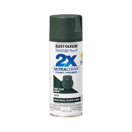 Rust-Oleum Spray Paint, Hunt Club Green, Satin, Solvent, 12 oz 334072