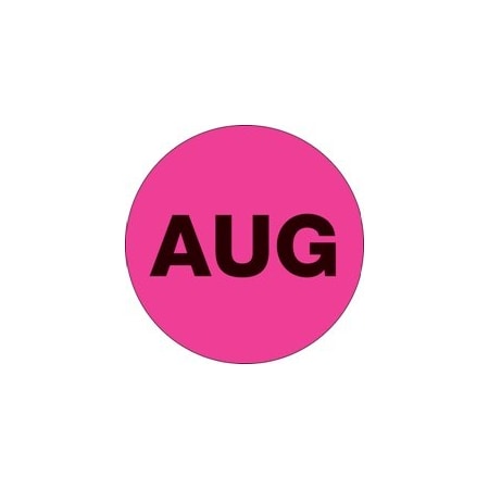Bubblefast 2'' Circle - ''AUG'' Fluorescent Pink Months of the Year Labels BFDL6744