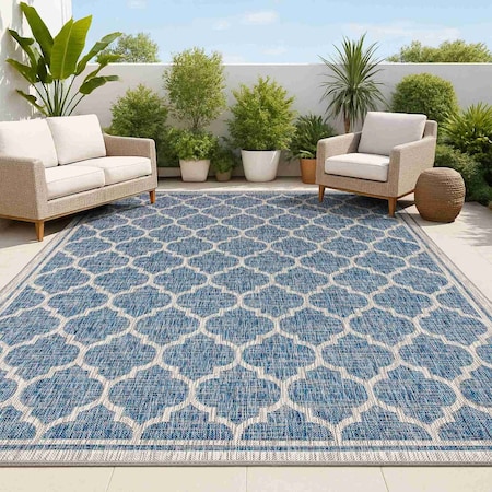 Jonathan Y Trebol Moroccan Trellis Textured Weave Navy/Gray 8 ft. x 10 ft. Indoor/Outdoor Area Rug SMB109D-8