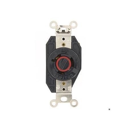 Leviton Flanged Locking Receptacle, L12-20R, 20 A, 480V AC, Three Phase, 3 Pole, Flush Mount, Black 2380