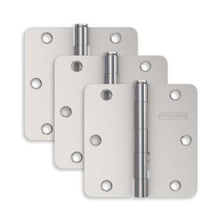 Schlage Residential Pack of 3 3-1/2in x 3-1/2in 1/4in Radius Corner Hinges Bright Chrome Finish, 3PK S3P1012FRP625