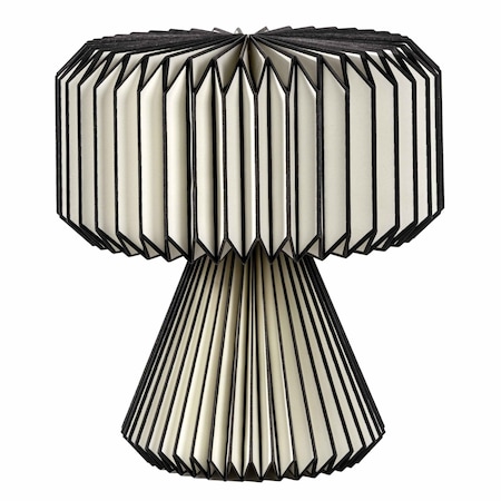 Jonathan Y Zelda 12.8" Modern Art Deco Paper Pleated Shade Accent LED Table Lamp, Black/Off-White JYL9107C