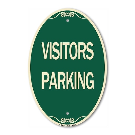 Signmission Visitors Parking, 12 Inch X 18 Inch Architectural Oval, Heavy Gauge Aluminum A-OV-G-1218-24618