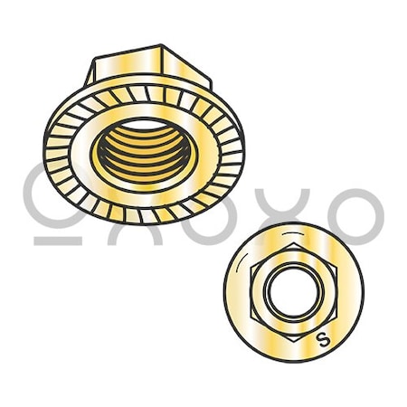 Oxoxo 1/2-13 Serrated Large Flange Hex Lock Nuts Grade 8 Zinc Yellow, 250PK 584982