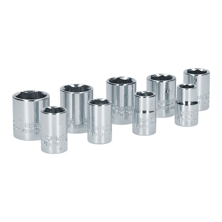 Surtek 3/8in Drive Metric Socket, 6 Point, 9 Piece S06M