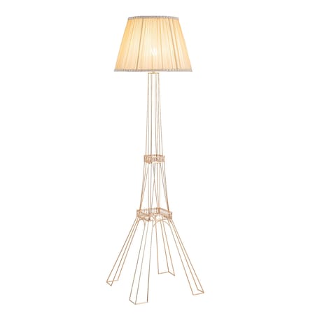 Homeroots 56" Brass LED Light Changing Eiffel Tower Floor Lamp With Ivory Shade 530646