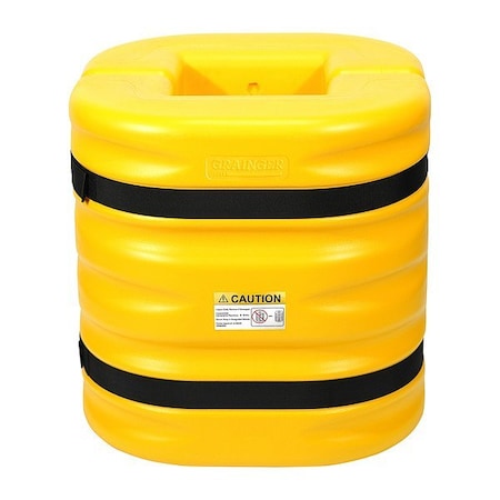 Zoro Select Column Protector, Yellow, HDPE, 10" dia 913NE8