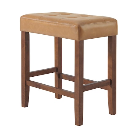 Alaterre Furniture Madison Backless Counter Height Stool True Walnut Finish with Cognac PU AVMA2120