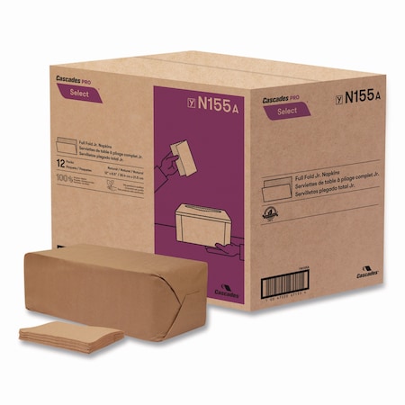 Cascades Pro Select Full Fold II Napkins, 1-Ply, 12 x 8.5, White, PK9600 N155