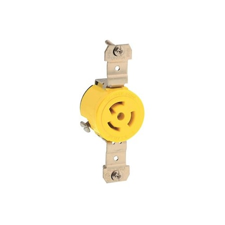 Leviton LockingReceptacle, 15A, 1-1/2hp, 125VAC, Ylw 47CM-10