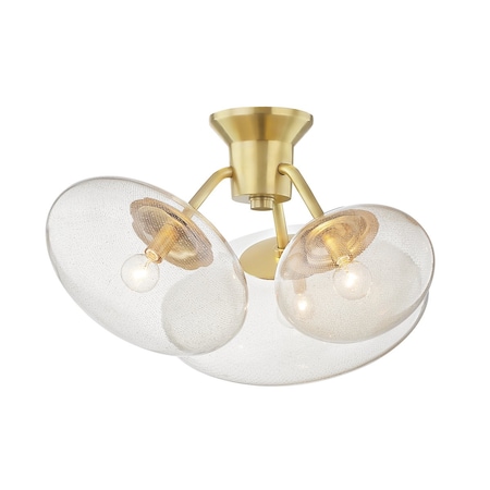 Hudson Valley Lighting Kelly Behun X Opera 3 Light Semi Flush 26.25 In. Aged Brass KBS1471603-AGB
