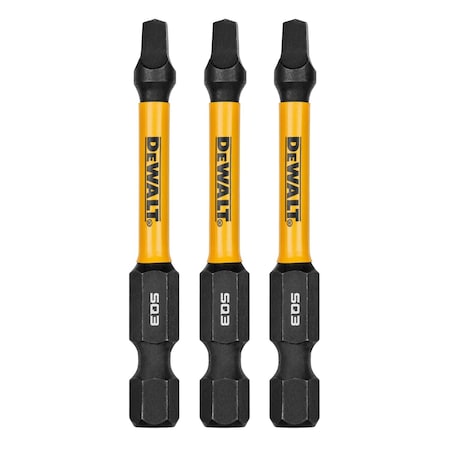 Dewalt FlexTorq DriverBit, L:2.25", PKG3, BitSize:S3 DWAF2SQ3IR3