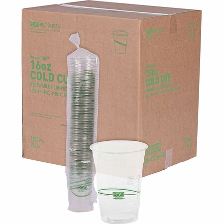 Eco-Products 16 oz GreenStripe Cold Cups - 16 fl oz - Clear, Green - Polylactic Acid (PLA) - Cold Drink, 20PK EPCC16GSA