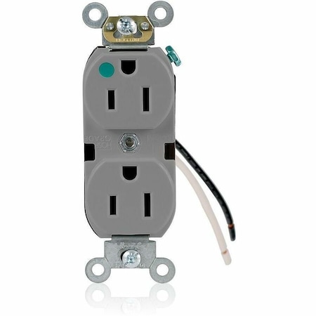 Leviton Heavy Duty Hospital Grade Duplex Receptacle, 15 Amp, 125 Volt 8200-CGY