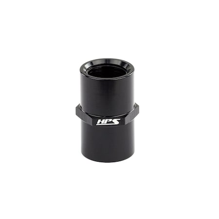 Hps Performance Straight 3/8'' NPT Female to Female Coupler Adapter, Aluminum, Black AN910-03