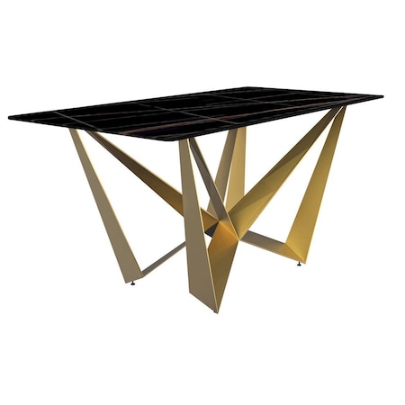 Leisuremod Rectangular 55.11 in W, 29.9 in L, Sintered Stone/Steel, Black/Gold NTG-55BLG-S