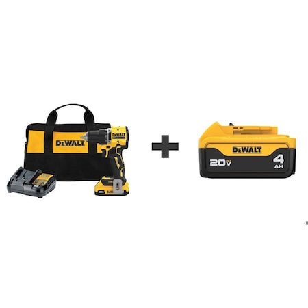 Dewalt Drill Kit, 1/2 in, 20V DC DCD794D1/DCB204