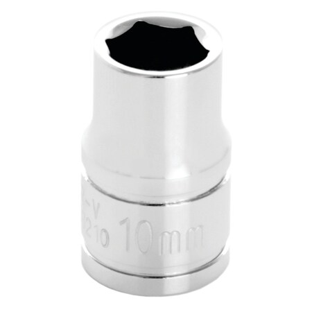 Perform Tool Socket 3/8 In Drive; 10 mm; Metric; 6 Point; Polished Nickel Chrome Plated; Vanadium Alloy Steel W38210