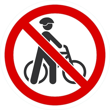 Lyle ISO Do Not Walk Your Bike Symbol, 6x6, Non-Reflective, White G-16954-ND_6x6