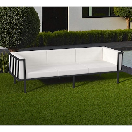 Homeroots 77" Black Iron and Cushions Patio Sofa 528681