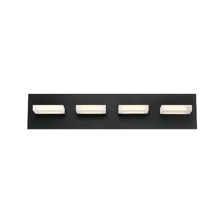 Eurofase Olson Contemporary LED Bathbar, 4-Light, 1400 Lumens, Frosted/Black 28021-024