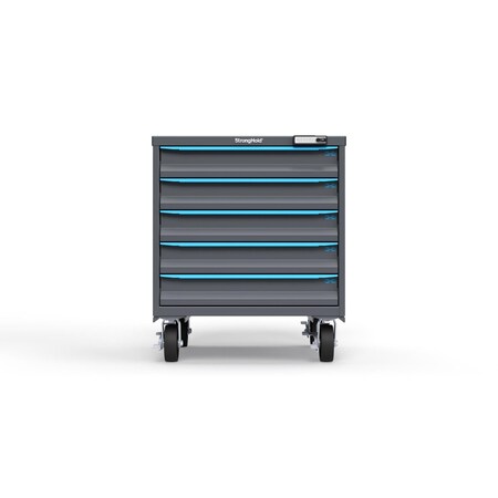 Strong Hold 5 drawer cabinet - (5x 4in) - Blue accents - Electronic Lock S3036-PCRAS-0504FS