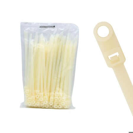 Cable Ties Unlimited Screw Mount Cable Tie, 8 in L, 120 lb Strength, 2.2 in Max Bundle Dia, Nylon, Natural, 100PK SM8-120-9C