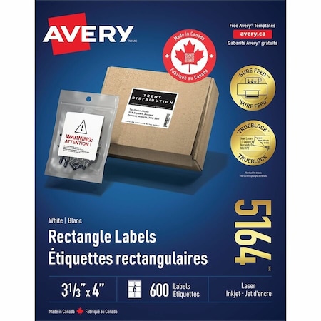 Avery Printable Shipping Labels, PK600 05164