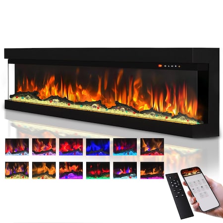 Edendirect 42 in. 3-Sided Freestanding Electric Fireplace Insert in Black with 13-Flame Colors, Remote Control ZR-BL42