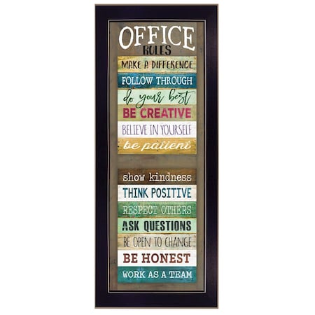 Homeroots Office Rules 6 Black Framed Print Wall Art 406943