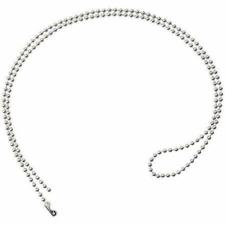 Brady CHAIN AND NECK CORD, 24in 609MM No 3 2MM, BEAD, NECK CHAIN CONNECTOR, NICKEL PLATED STEEL 2125-1000