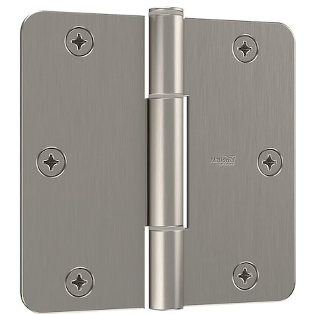 National Hardware Squeak Guard Door Hinge, 3-1/2 in H Frame Leaf, 3/32 in Thick Frame Leaf, Steel, Satin Nickel N830-450
