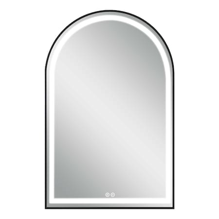 Homeroots 31" Black Lighted Arch Metal Framed Bathroom Vanity Mirror 564853