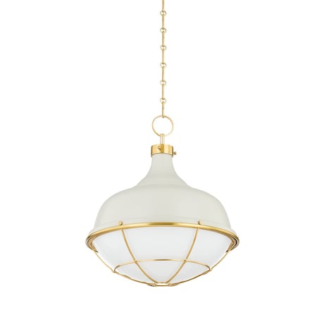 Hudson Valley Lighting Mark D. Sikes X Holkham 1 Light Pendant 18 In. Aged Brass/Off White MDS1502-AGB/OW