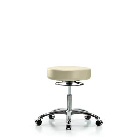 Blue Ridge Ergonomics Desk Stool, Vinyl, Chrome, Casters, Wht BR-VDHSO-CR-CC-8501
