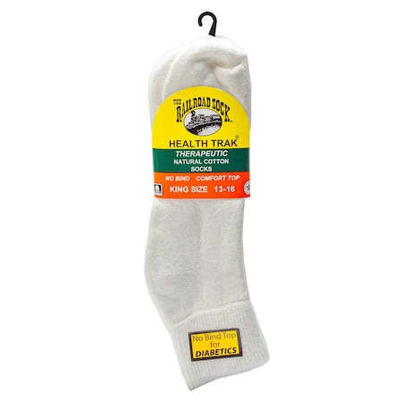 Railroad Sock Mens Therapeutic Quarter Socks, 95% Cotton, 3% Nylon, 2% Elastic, White, 12-15 M, 3 PK 992K WT