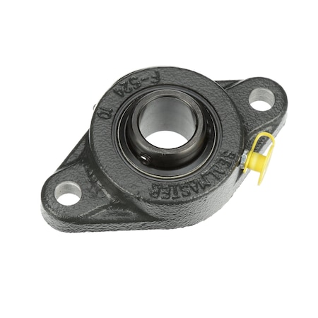 Sealmaster Mounted Cast Iron Two Bolt Flange Ball Bearing - 52100 Bearing Steel, Black Oxided - Setscrew Lock SFT-205