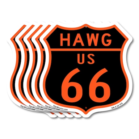 Signmission Hawg Us 66, 12 inch X 12 inch, Aluminum Metal Sign, 5PK SHI-A-5Pack-12-478