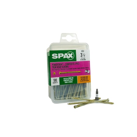Spax #8 x 3-1-1/8 in Wood Composite Double Thread Screws Powertrim Trim Head T-Star Plus, 100PK 42418704003168