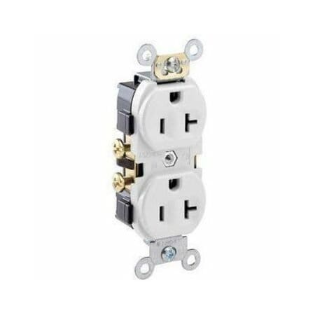 Leviton Plugs&Rcptcls, 20A, 125VAC, Wht, Thrmplstc CR20-WS
