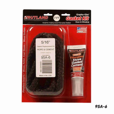 Rutland Grapho-Glas Stove Gasket Kit, 5/16in x 7' Rope 95A-6