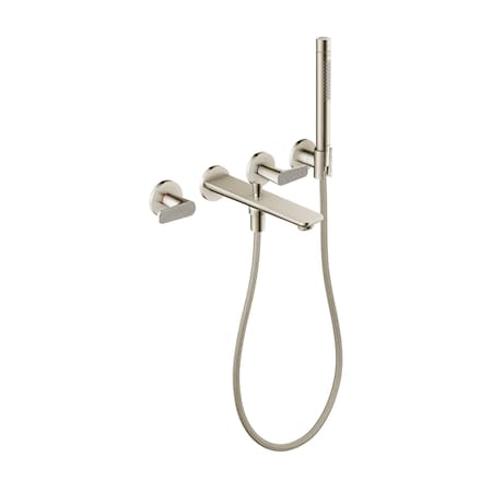 Axor 3-Hole Wall-Mounted Tub Filler w/ 1.75 GPM Handshower and Holder- CubiCut in Polished Nickel 49481831