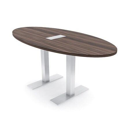 Skutchi Designs 6ft Oval Conference Table With Power | Harmony Series | 4 Person Meeting Room Table HAR-OVL-36X72-T-H3041-ESIL