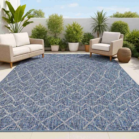 Jonathan Y Madaba Moroccan Trellis Navy/Light Gray 3 ft. x 5 ft. Indoor/Outdoor Area Rug SMB114B-3